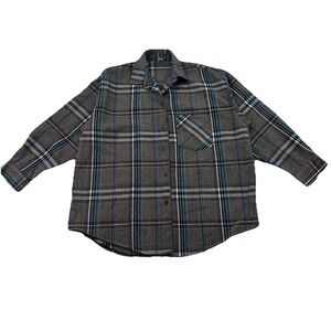 Vintage Korean Plaid Button Up Shirt XL • Dark Academia Normcore Grunge Flannel